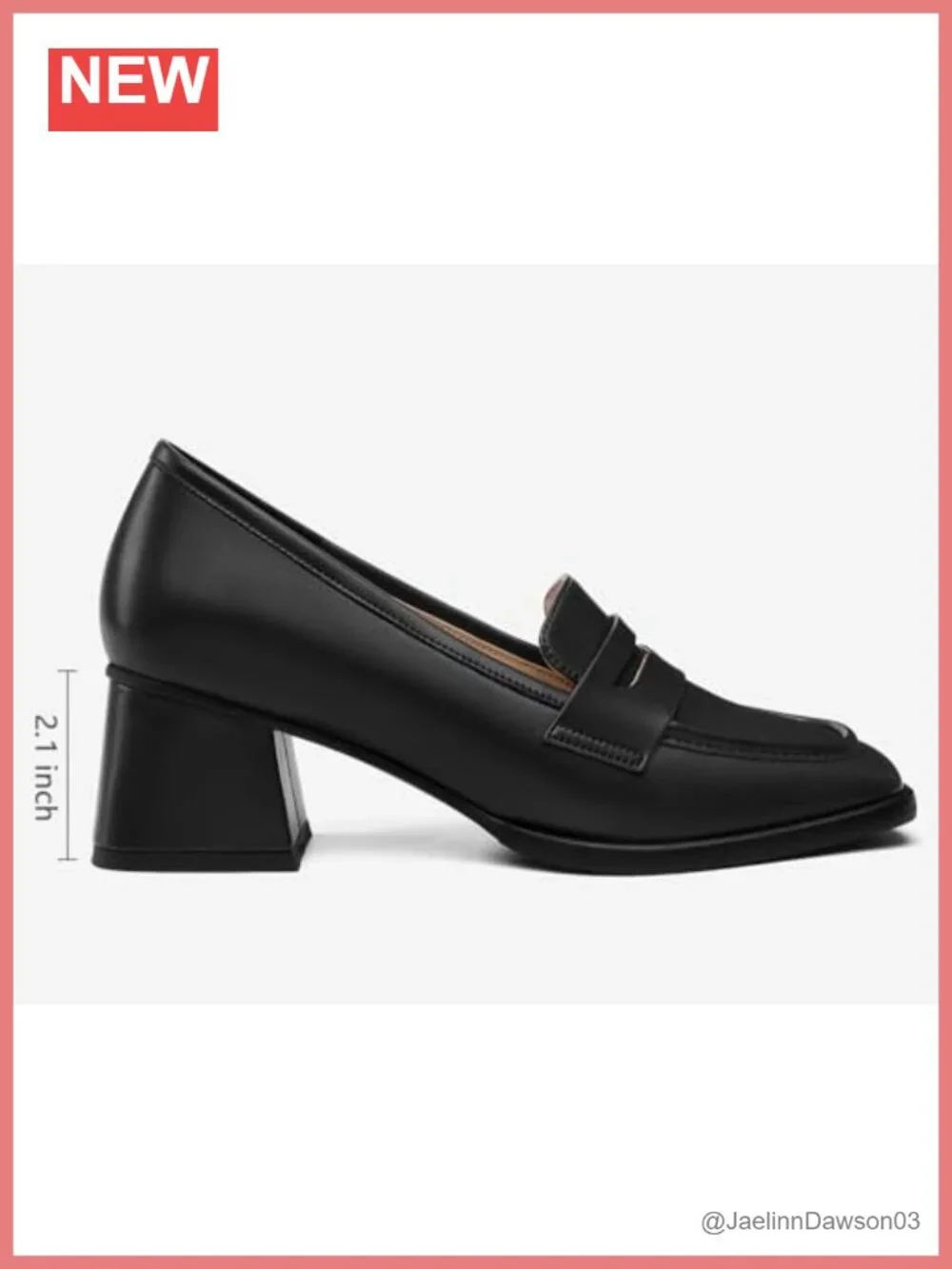Faux Leather Slip On Chunky Heel Square Toe Loafers Women Business Casual Work